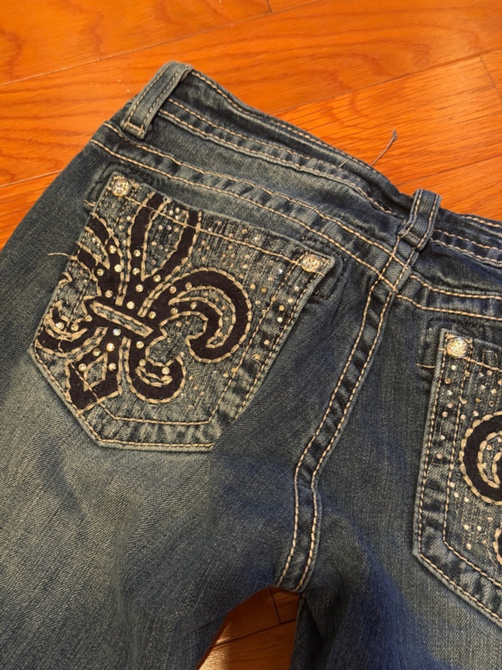 Miss Me Bootcut Jeans Medium Wash Size 30 Western Stitch Y2K Denim - Picture 12 of 12